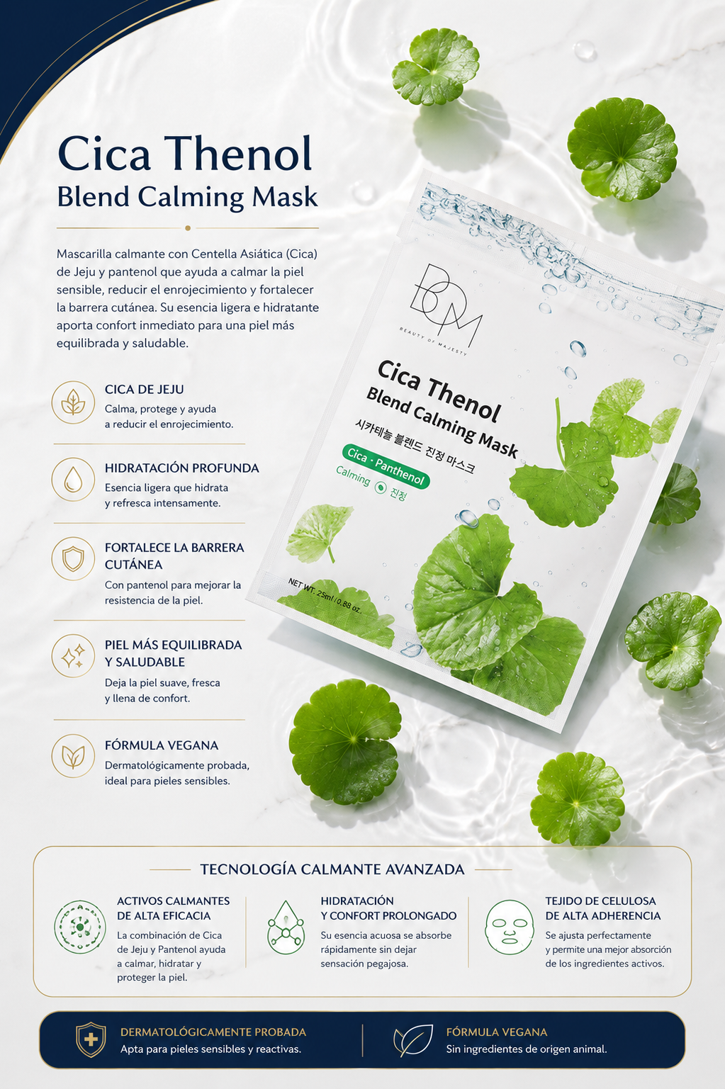 MASCARILLA CALMANTE CON MEZCLA DE CICA THENOL (10 unidades)